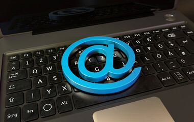 email, Email symbol on business laptop computer