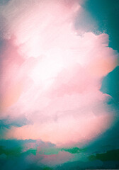 Impressionistic Cloudscape w/Sunrise Over Mountains & Foothills- Digital Painting, Illustration, Art, Artwork, Design, Background, Backdrop, Wallpaper, advertisement, publications, Flier, Social Media