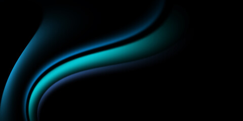 Сolorful flow poster. Wave liquid lines and shapes in black color background