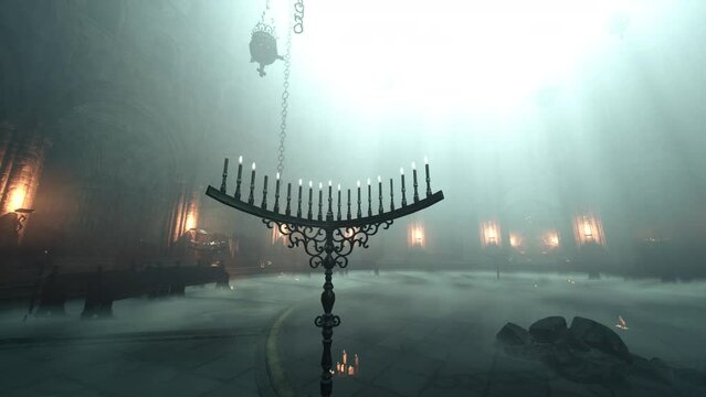 Spellbinding ambiance dimly lit gothic church candles