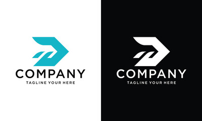 Letter D Vector Origami Logo icon.on a black and white background.