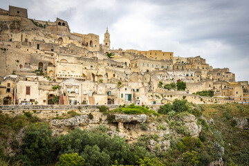 Fototapeta na wymiar panoramic view over matera,sassi di matera, caves. basilicata, south italy., italy, europe, 
