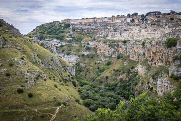 Fototapeta na wymiar canyon of matera, sassi di matera, caves, basilicata, italy, unesco, world heritage