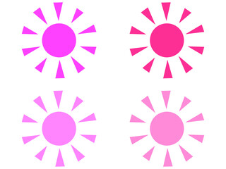 ラフな太陽アイコンセット：ピンク