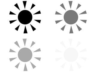 ラフな太陽アイコンセット：モノクロ
