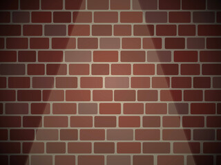 下向きライトランダムレンガ壁背景：赤