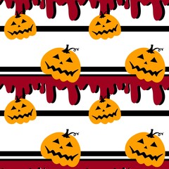 Cartoon Halloween pumpkins seamless pattern for wrapping paper and fabrics and kids clothes print