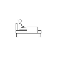 Patient lying on the bed line icon. Vector illustration 