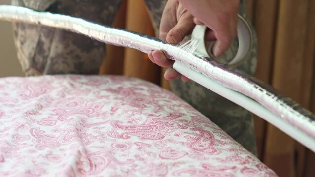 Twisting the tubes and wire the route of split system with foil adhesive tape.
