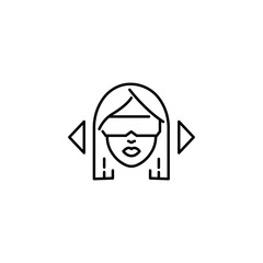 Meta verse user profile line icon. Avatar ,  woman in vr glasses. Vector illustration
