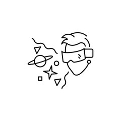 Profile picture man using virtual reality line icon. Vector illustration