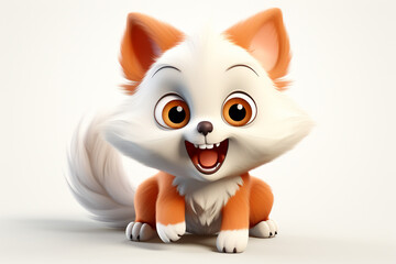 Cute animal animated on white background, cartoon style, animated expressions, quirky expressions, playful expressions. sweet, cheerful, little animals