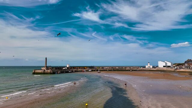 View of the sea resort of Margate,  a seaside town on the north coast of Kent in south-east England