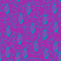 Festive illumination bulbs seamless pattern for Christmas and wrapping paper and fabrics and kids clothes print