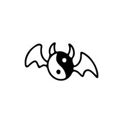 vector illustration of yin yang with bat wings