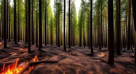 Forest fire AI generated illustration