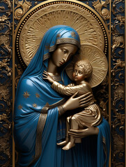 Icon Mother of God in the Catholic religion, Madonna, Blessed Virgin Mary, Our Lady Nossa Senhora do Carmo, religion faith Christianity Jesus Christ, saints holy Virgen del Carmen. 