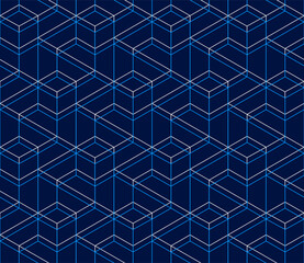 Vector seamless cubic hexagon pattern. Abstract geometric low poly background. Stylish grid texture.