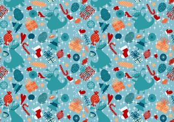 Cartoon dinosaur monsters seamless dragon pattern for wrapping paper and Christmas gift box and kids clothes 