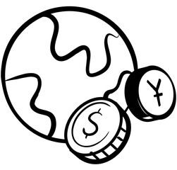 Global financial currencies dollar and yen