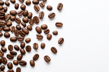 Obraz premium Coffee beans isolated on white background with copyspace for text