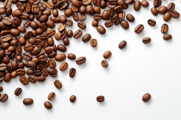 Obraz premium Coffee beans isolated on white background with copyspace for text