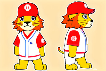 cute,lovely young lion in baseball uniform golden ratio-fake detail trending pixiv fanbox acr