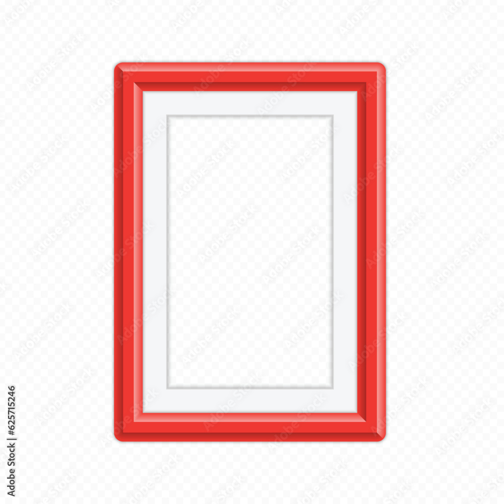 Poster red wooden frame in realistic style. picture frame colorful for your web design. abstract colorful p