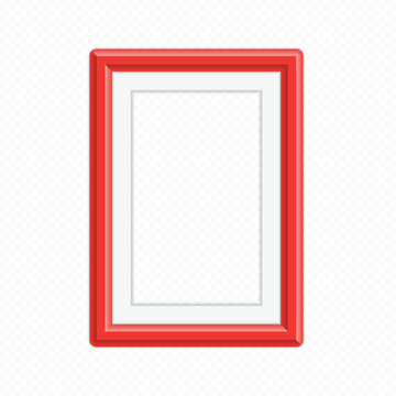 Red wooden frame in realistic style. Picture frame colorful for your web design. Abstract colorful picture frames on background.