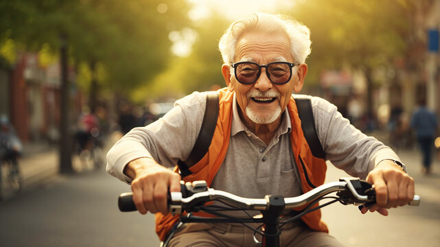 Grandfather riding a bicycle
Avô andando de bicicleta