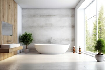 Fototapeta na wymiar a contemporary bathroom interior against a blank white wall