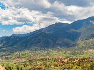 Sunny exterior view of landscape of Garden of the Gods