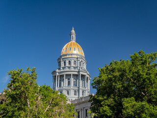 Sunny exterior view of The Colorado State Capitol
