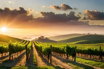 Zelfklevend Fotobehang vineyard at sunset © nomi_creative