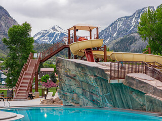 Sunny view of Ouray Hot Springs Pool and Fitness Center of Ouray