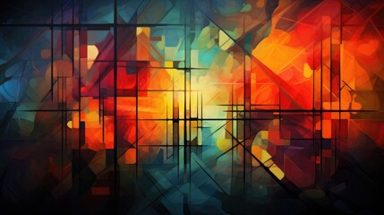 Abstract art with colorful shapes and patterns created by Generative AI