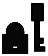 Padlock and key glyph icon 