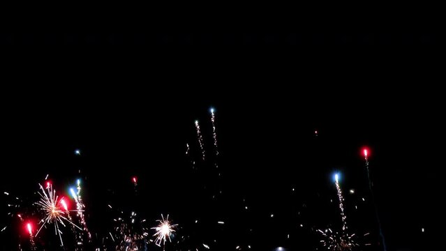 Red white and blue fireworks background. Loops seamlessly. Also loops side to side.