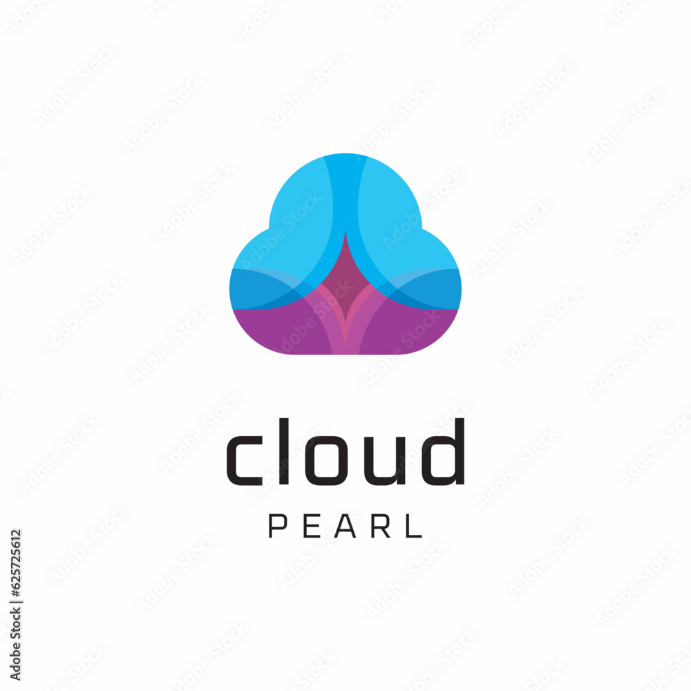 Poster cloud computing and pearl vector logo design template new app illustration concept element isolated 