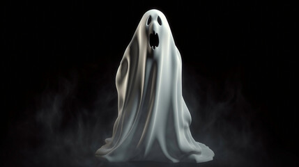 Amidst the enigmatic void, a haunting ghost glides serenely, its ethereal form blending with the shadows, evoking a sense of spectral intrigue.