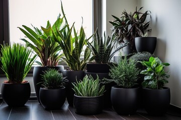 Black Plants in Pots for Office D�cor To add color and life to the office, consider planting some plants. aid in easing the strain of hard effort. copy room
