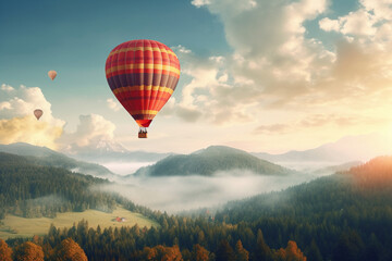 Fototapeta premium Hot air balloon flying over Cappadocia, Turkey.