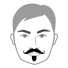 Imperial with Soul Patch Beard style mustache men in face illustration Facial hair. Vector grey black portrait male Fashion template flat barber. Stylish hairstyle isolated outline on white background