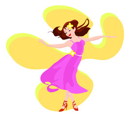 vector illustration happy woman dancing