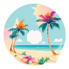 Fototapeta na wymiar Tropical Beach with coconut palm tree vector