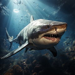 Fototapeta premium An energetic and majestic shark art