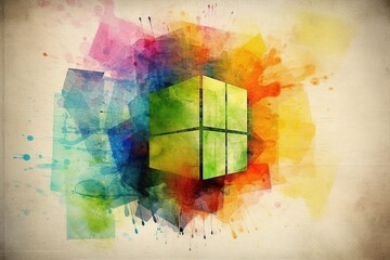 A cube in an abstract background drawing