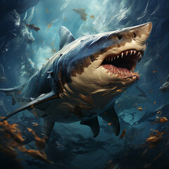 Naklejka premium An energetic and majestic shark art