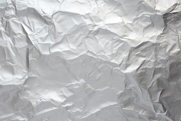 Crumpled paper background. Metallic foil texture. Gray wall surface. Silver cracked sheet generative by AI