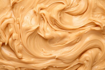 Peanut butter texture, top view. Peanut cream background. Generative ai food image